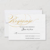 Elegante Script Response Card - Gold & Schwarz RSVP Karte (Vorderseite)