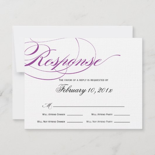 Elegante Script Response Card - Lila RSVP Karte (Vorderseite)