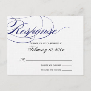 Elegante Script Response Card - Navy RSVP Karte