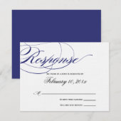 Elegante Script Response Card - Navy RSVP Karte (Vorne/Hinten)