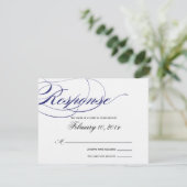 Elegante Script Response Card - Navy RSVP Karte (Stehend Vorderseite)