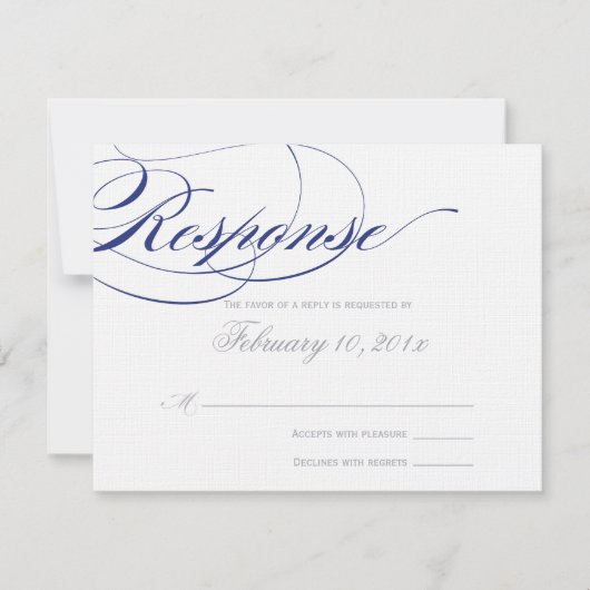 Elegante Script Response Card - Navy RSVP Karte (Vorderseite)