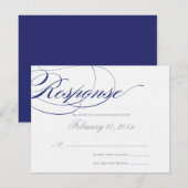 Elegante Script Response Card - Navy RSVP Karte (Vorne/Hinten)