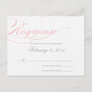Elegante Script Response Card - Rosa Farbe RSVP Karte
