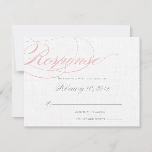 Elegante Script Response Card - Rosa Farbe RSVP Karte (Vorderseite)