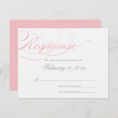 Elegante Script Response Card - Rosa Farbe RSVP Karte (Vorne/Hinten)