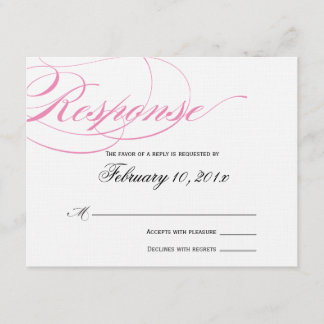 Elegante Script Response Card - Rosa RSVP Karte
