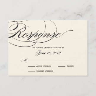Elegante Script Response Card - Schwarz/Aus Weiß RSVP Karte