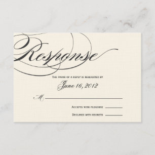 Elegante Script Response Card - Schwarz/Aus Weiß RSVP Karte