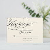 Elegante Script Response Card - Schwarz/Aus Weiß RSVP Karte (Stehend Vorderseite)