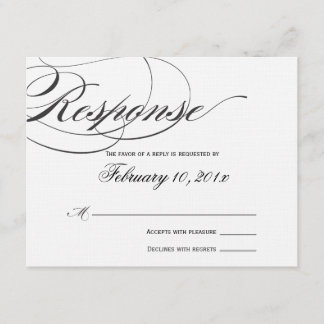 Elegante Script Response Card - Schwarz RSVP Karte