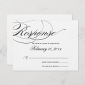 Elegante Script Response Card - Schwarz RSVP Karte (Vorne/Hinten)