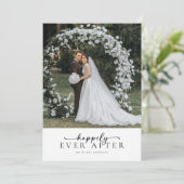 Elegante Script Romantic Foto Wedding Dankeskarte (Stehend Vorderseite)