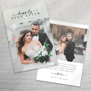 Elegante Script Romantic Foto Wedding Dankeskarte