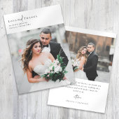 Elegante Script Romantic Foto Wedding Dankeskarte