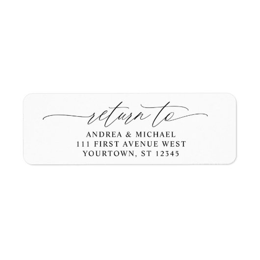 Elegante Script Romantic Wedding Rücksendeadresse (Vorne)