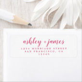 Elegante Script Rosa White Wedding Rücksendeadress (Insitu)