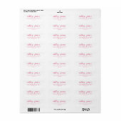 Elegante Script Rosa White Wedding Rücksendeadress (Vorne)