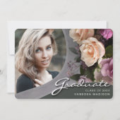 Elegante Script-Rose-Blume | Modernes Foto Grad an Ankündigung (Vorderseite)