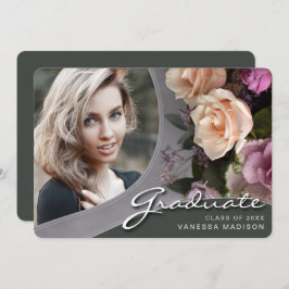 Elegante Script-Rose-Blume | Modernes Foto Grad an Ankündigung