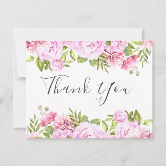 Elegante Script Rose Garden Business - Danke, dass Dankeskarte (Vorderseite)