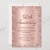 Elegante Script-Rose Gold 50. Hochzeitstag Einladung (Vorderseite)