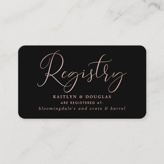 Elegante Script-Rose Gold Foil Geschenkkartei Begleitkarte (Vorderseite)