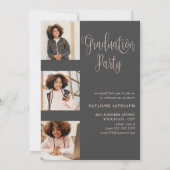 Elegante Script-Rose Gold Foto Collage Graduate Einladung (Rückseite)
