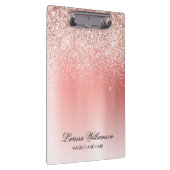 Elegante Script Rose Gold Glitzer Schönheitssalon Klemmbrett (Rechts)