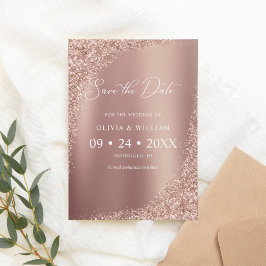 Elegante Script-Rose Gold-Hochzeit speichern Sie d Save The Date