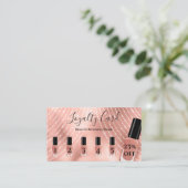Elegante Script-Rose Gold Nail Kundenloyalty Visitenkarte (Stehend Vorderseite)
