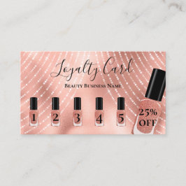 Elegante Script-Rose Gold Nail Kundenloyalty Visitenkarte