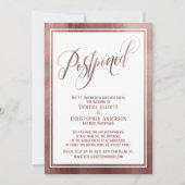 Elegante Script-Rose Gold Postponed Wedding Card Einladung (Vorderseite)