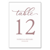 Elegante Script Rose Gold Wedding Tischnummer (Rückseite)