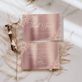Elegante Script Rose Gold Wedding Vielen Dank Dankeskarte