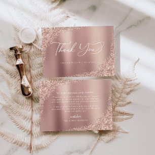 Elegante Script Rose Gold Wedding Vielen Dank Dankeskarte