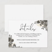 Elegante Script Rose Gotische Hochzeitdetails Begleitkarte (Vorne/Hinten)