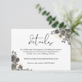 Elegante Script Rose Gotische Hochzeitdetails Begleitkarte (Stehend Vorderseite)