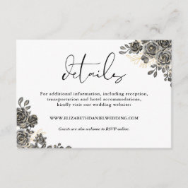 Elegante Script Rose Gotische Hochzeitdetails Begleitkarte