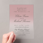 Elegante Script-Rose Pink Gradient Wedding Acryleinladungen (Insitu (Handheld))
