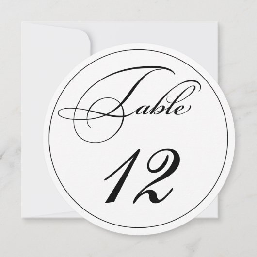 Elegante Script Round-Tischnummer-Cards Einladung (Rückseite)