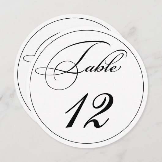Elegante Script Round-Tischnummer-Cards Einladung (Vorne/Hinten)