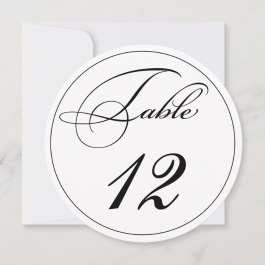 Elegante Script Round-Tischnummer-Cards Einladung (Vorderseite)