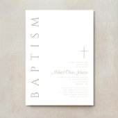 Elegante Script Sage Green Cross Taufe Einladung