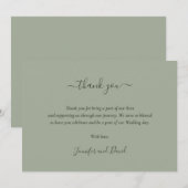 Elegante Script Sage Green Dankeschön Card Dankeskarte (Vorne/Hinten)