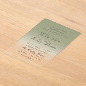 Elegante Script Sage Green Gradient Wedding Acryleinladungen (Ablage )