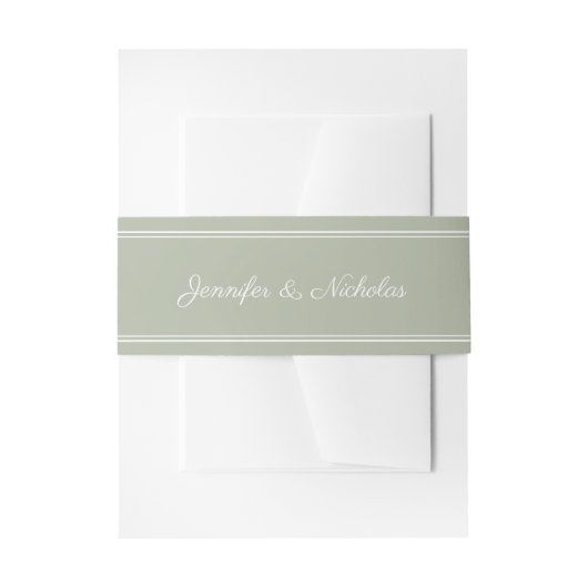 Elegante Script Sage Green Wedding Einladungsbanderole (Vorderseite Beispiel)