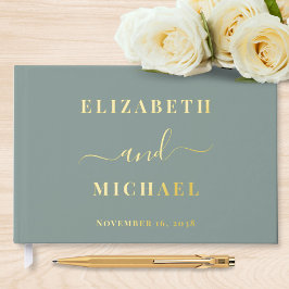 Elegante Script Sage Green Wedding Gästebuch