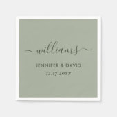 Elegante Script Sage Green Wedding Serviette (Vorderseite)
