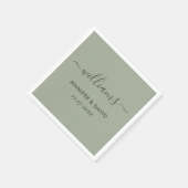 Elegante Script Sage Green Wedding Serviette (Ecke)